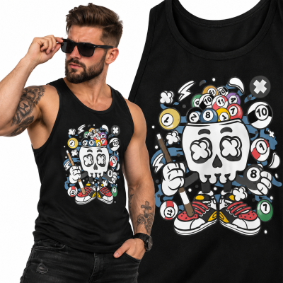 TANK TOP  ANIMOWANY  BILLIARD SKULL
